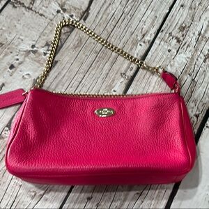Coach pebbled pink leather and Gold Chain Strap Nolita Shoulder Bag